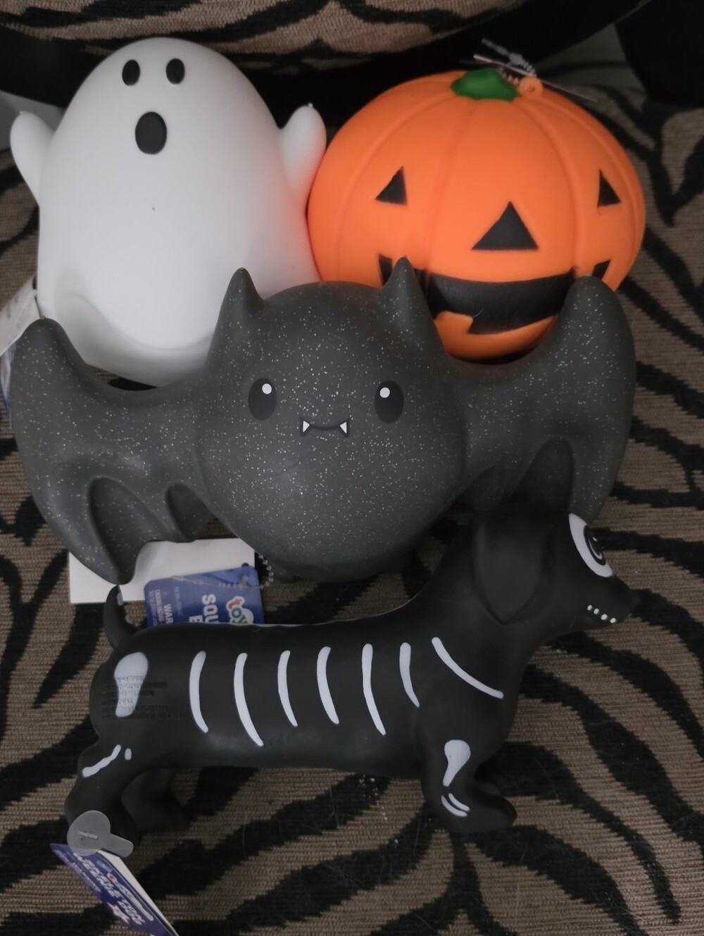 Viral Halloween Jumbo Squishy 4-Piece Set - Ghost, Bat, Pumpkin, Skeleton Dog